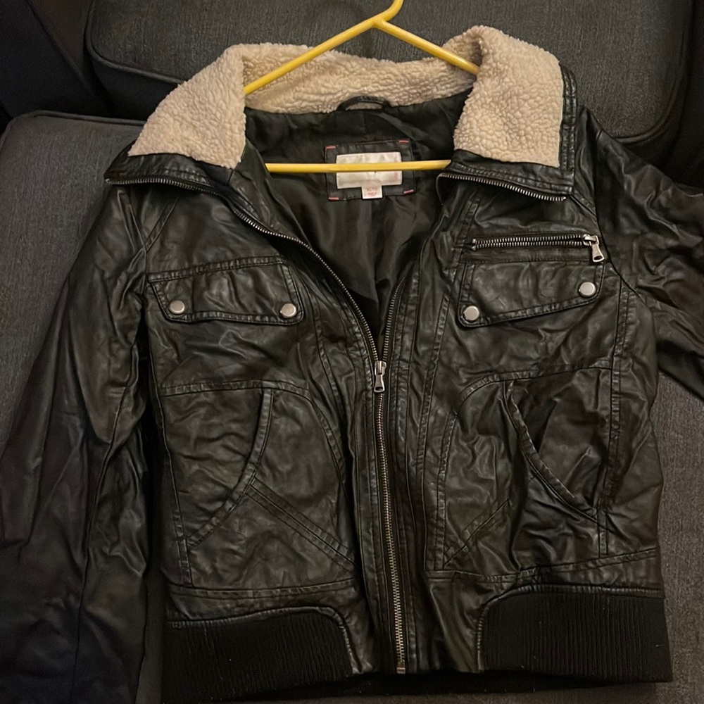 Pleather bomber jacket
